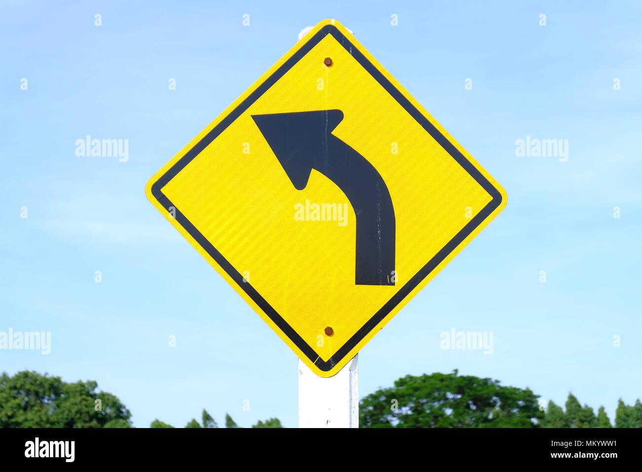 Flèche courbe gauche trafic symbole Banque D'Images