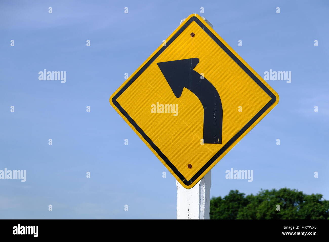 Flèche courbe gauche trafic symbole Banque D'Images