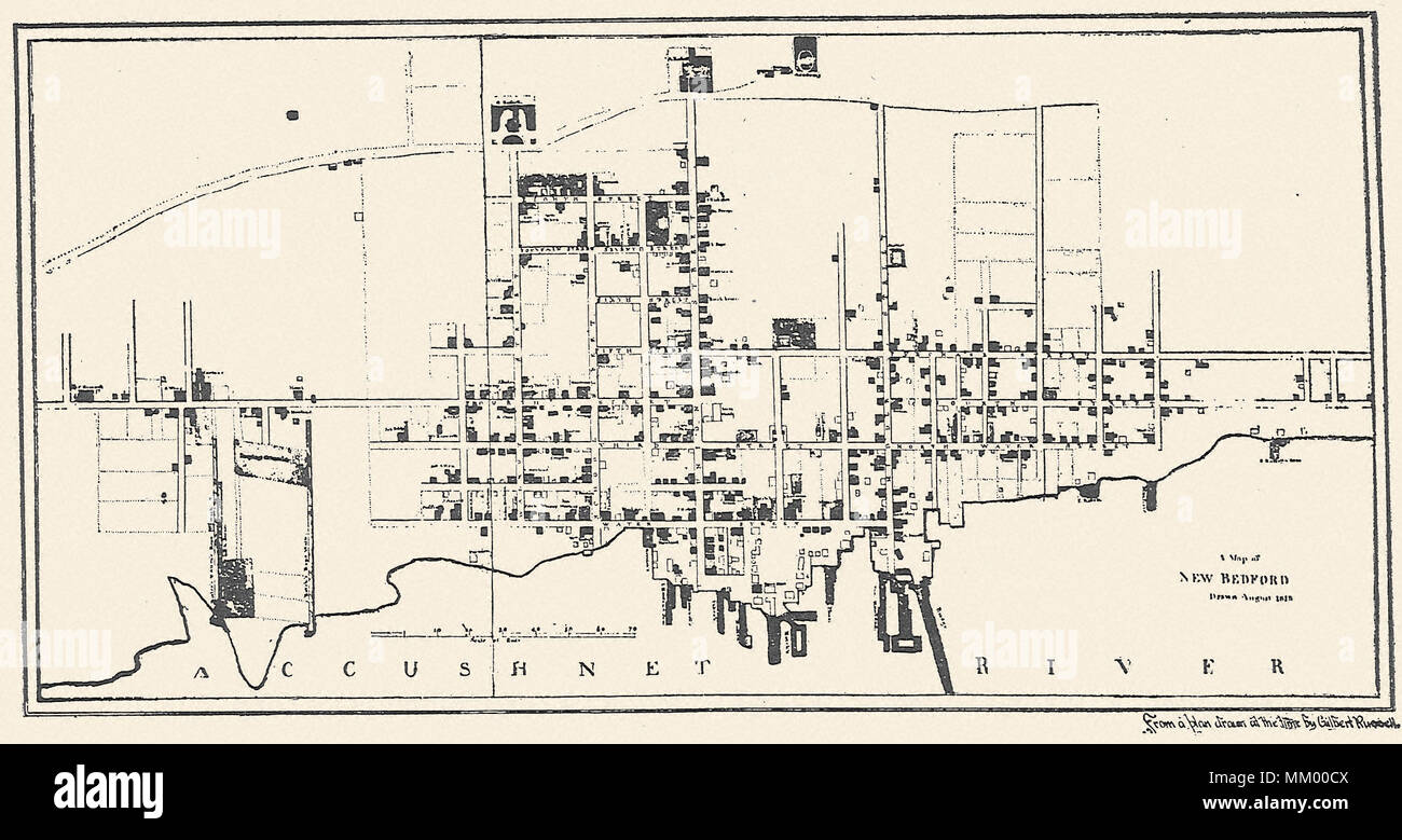 Plan des rues de New Bedford. Août 1818 Banque D'Images