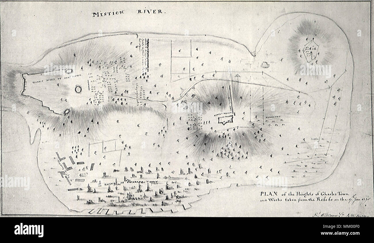 Les hauteurs de plan de Charlestown. 1775 Banque D'Images