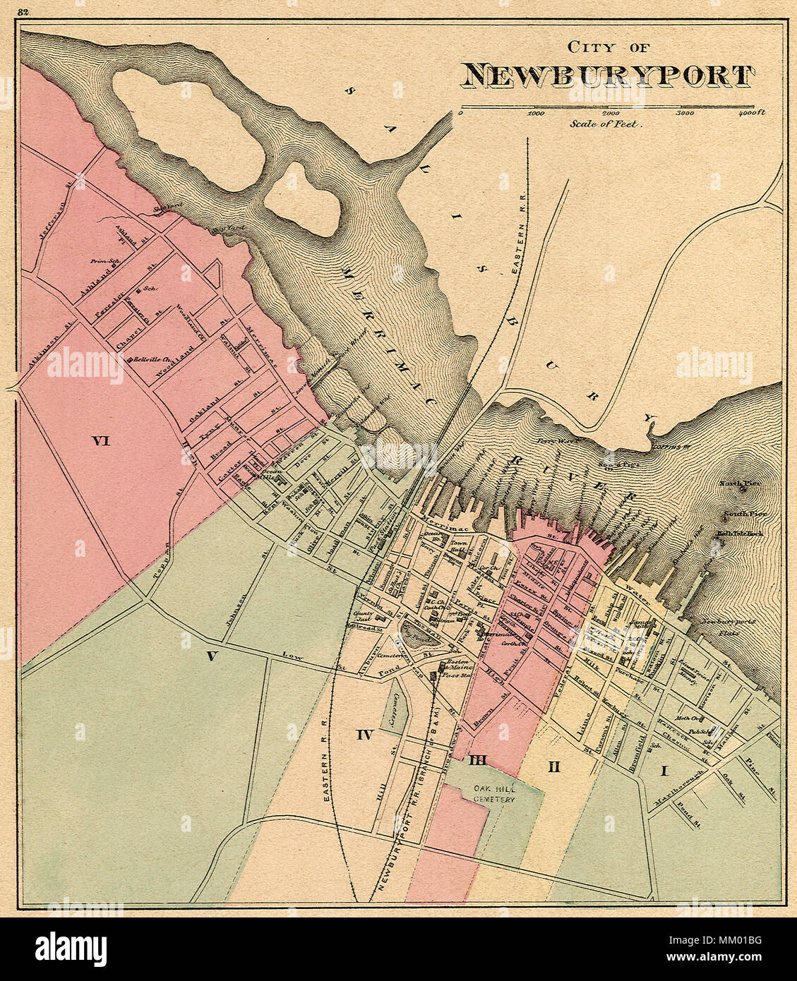 Ville de Newburyport. 1871 Banque D'Images
