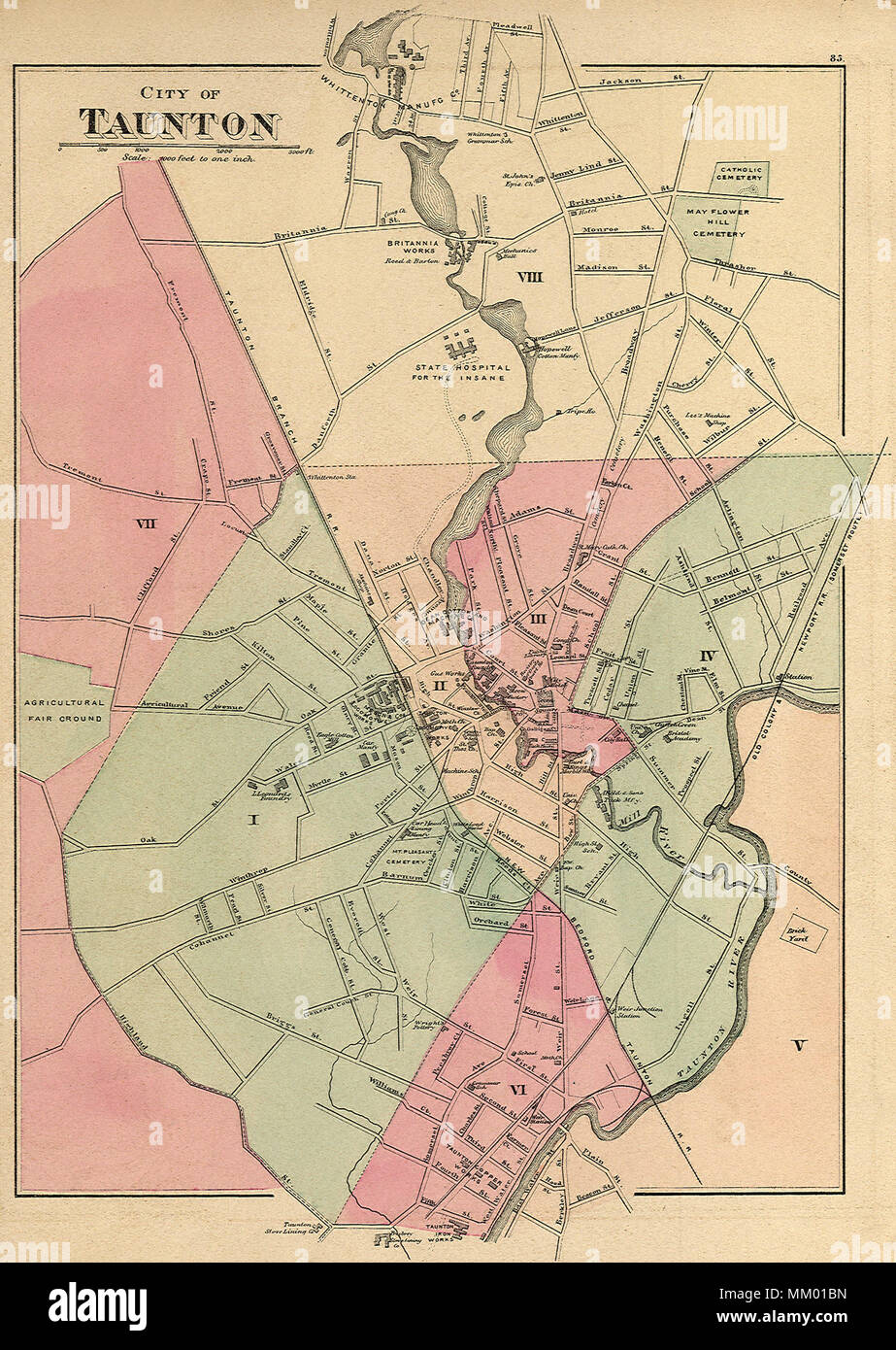 Ville de Taunton. 1871 Banque D'Images