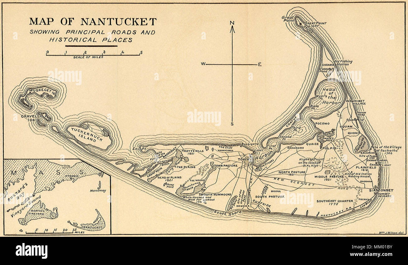 Routes et lieux historiques. Nantucket. 1914 Banque D'Images