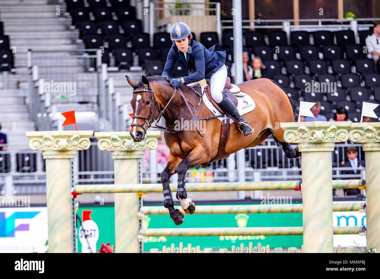 Windsor, Berkshire, Royaume-Uni. Le 9 mai 2018. Jour 1. Royal Windsor Horse Show. Windsor. Dans le Berkshire. UK. Concours hippique. B&C Handicap. Sarah Lewis équitation Kvint. GBR. 09/05/2018. Credit : Sport en images/Alamy Live News Banque D'Images