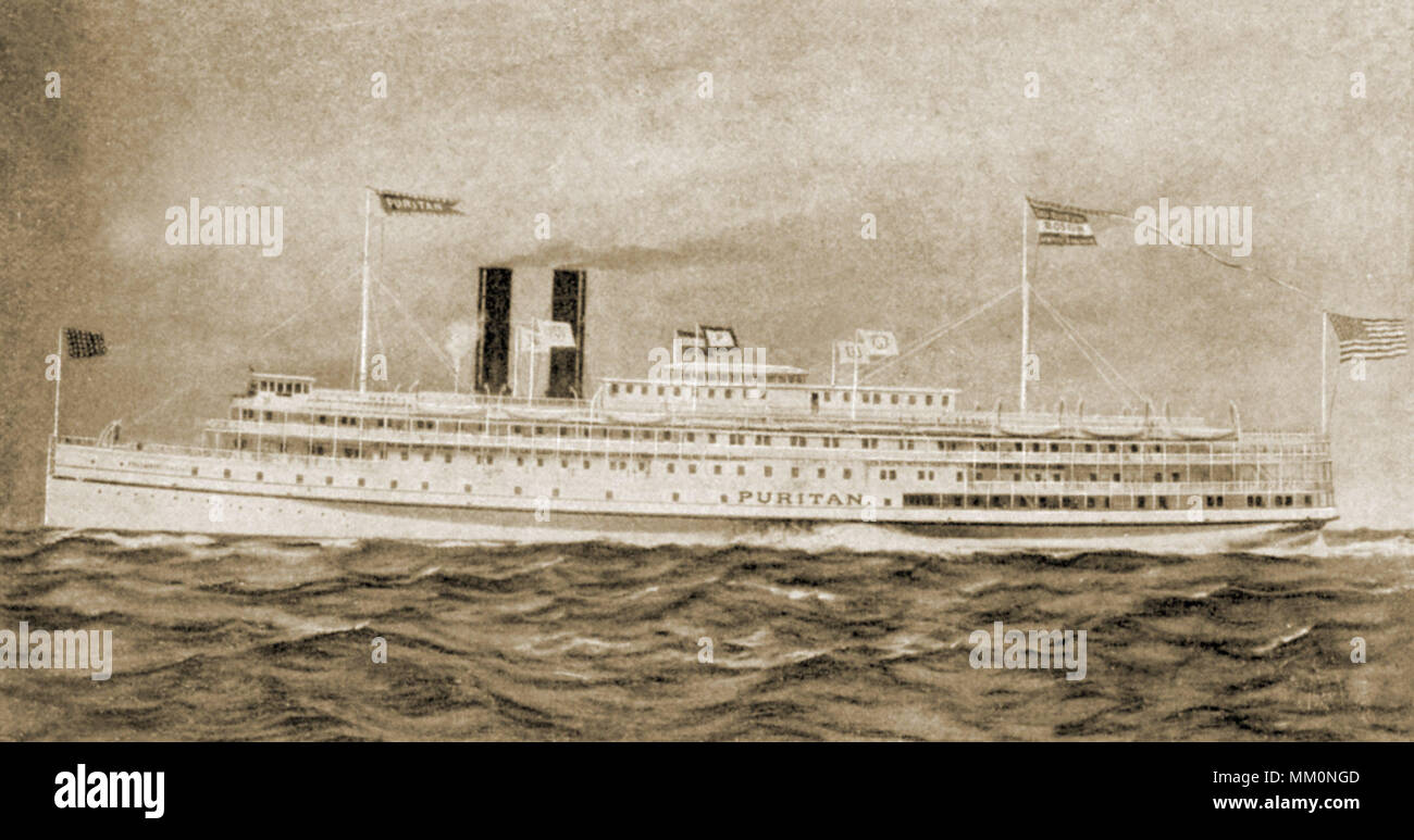 Fall River Vaporetto ligne pour Boston. 1880 Banque D'Images