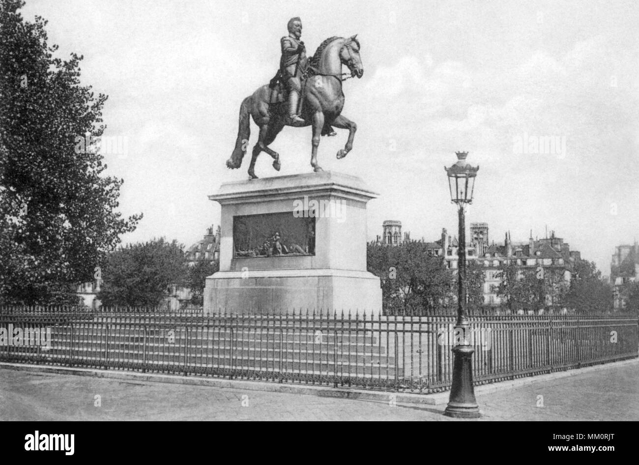 Statue de Henry IV, Pont Neuf. Paris. 1915 Banque D'Images