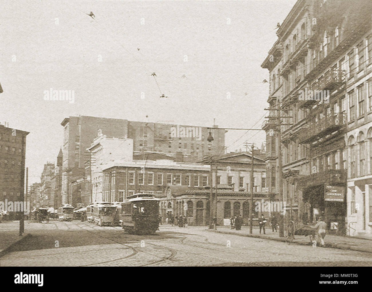 Rue du marché de South Main St. Providence. 1897 Banque D'Images