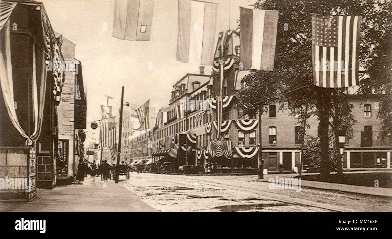 Rue décorée. Greenfield. 1909 Banque D'Images