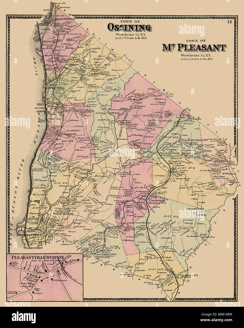 Carte de l'Ossining. 1867 Banque D'Images