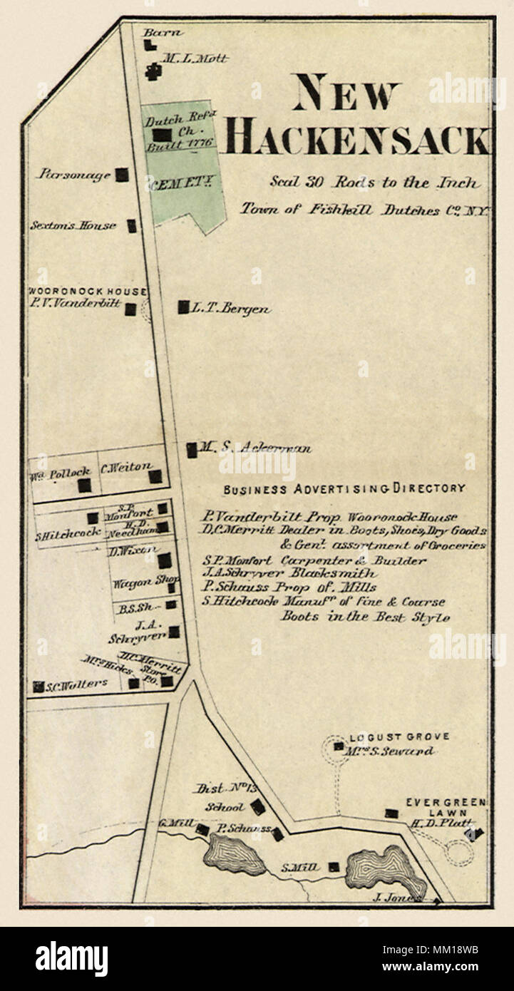Plan de New Hackensack 1867 Banque D'Images