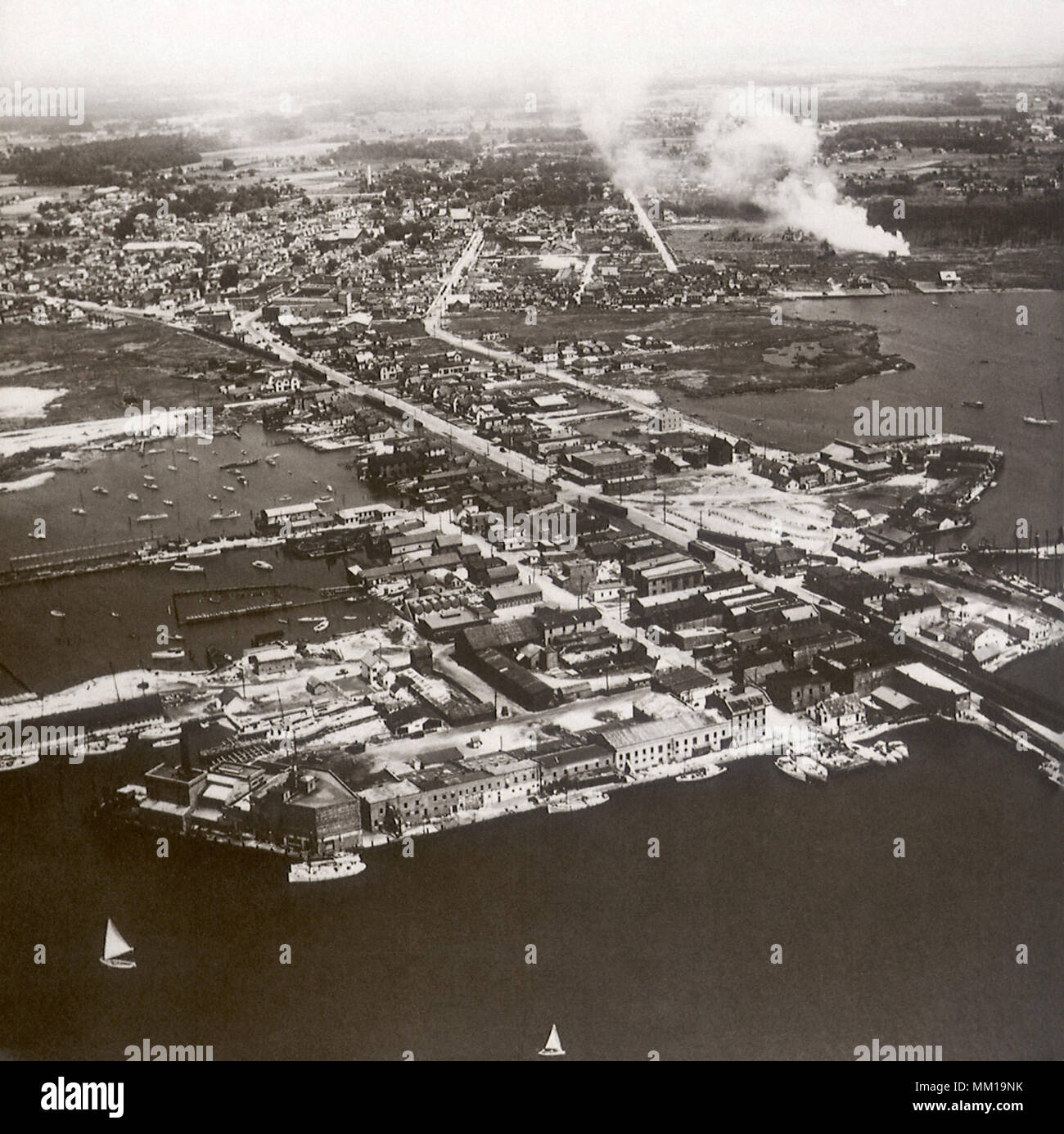 Port et la ville. Crisfield. 1935 Banque D'Images