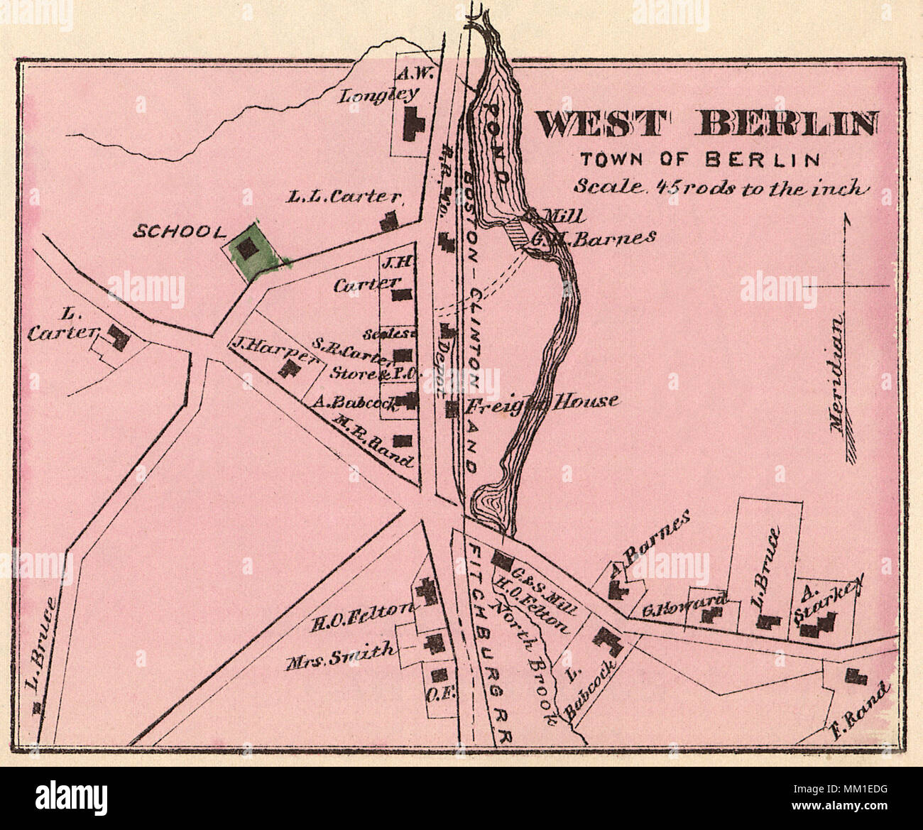 Plan de Berlin Ouest. 1870 Banque D'Images