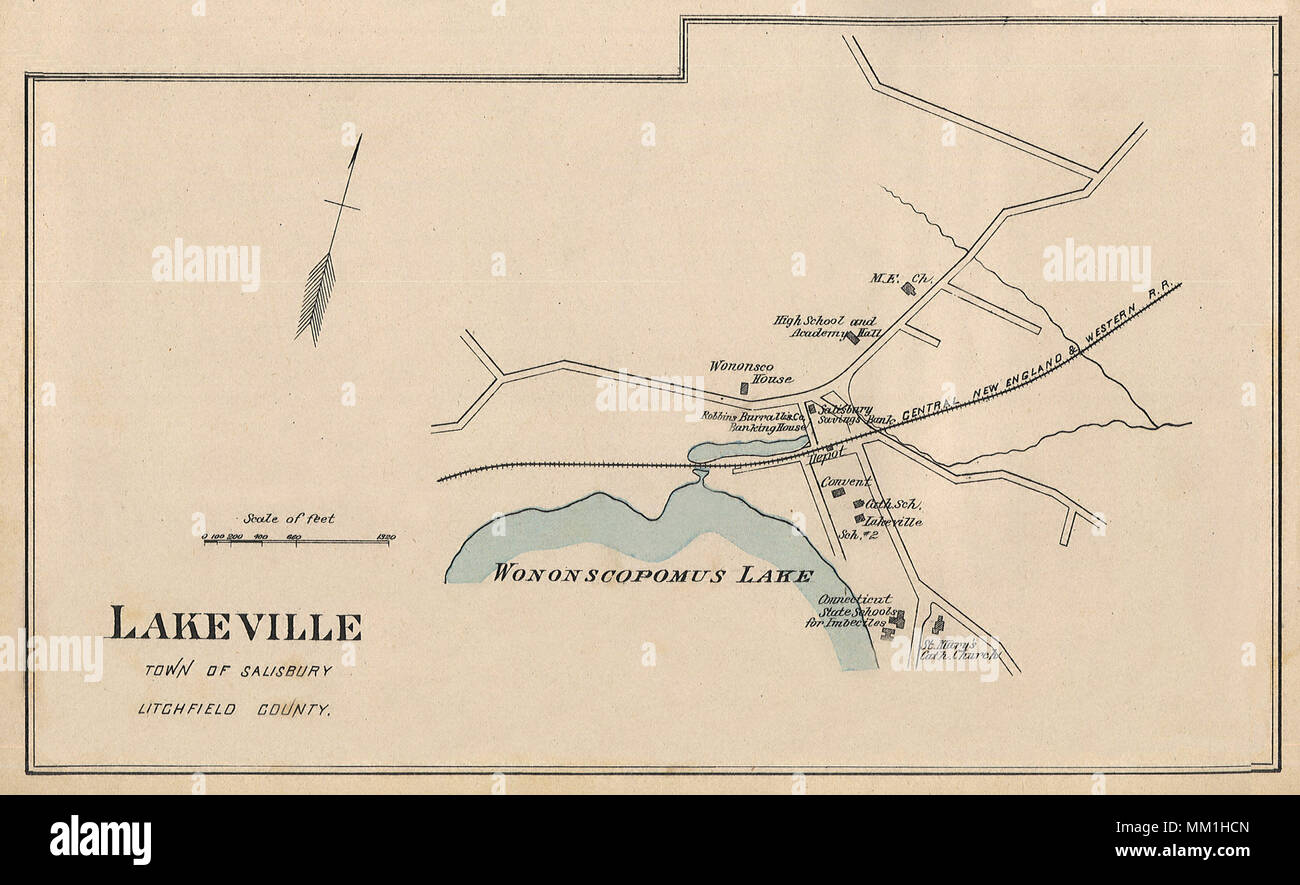 Plan de Lakeville dans la ville de Salisbury. 1893 Banque D'Images