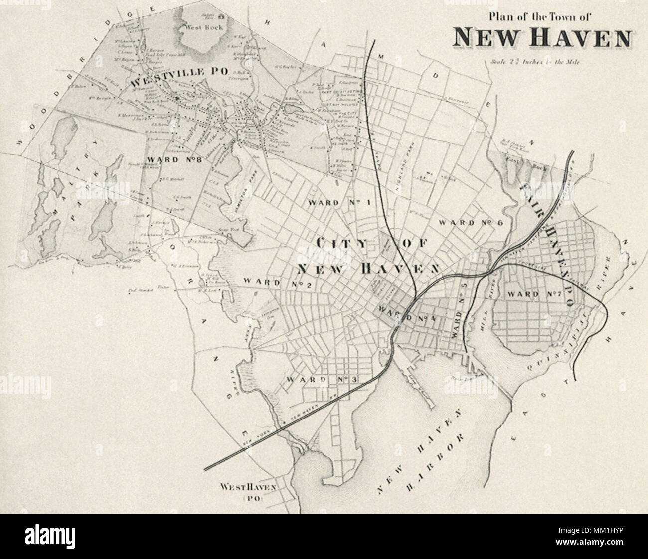 Plan de New Haven. New Haven. 1868 Banque D'Images