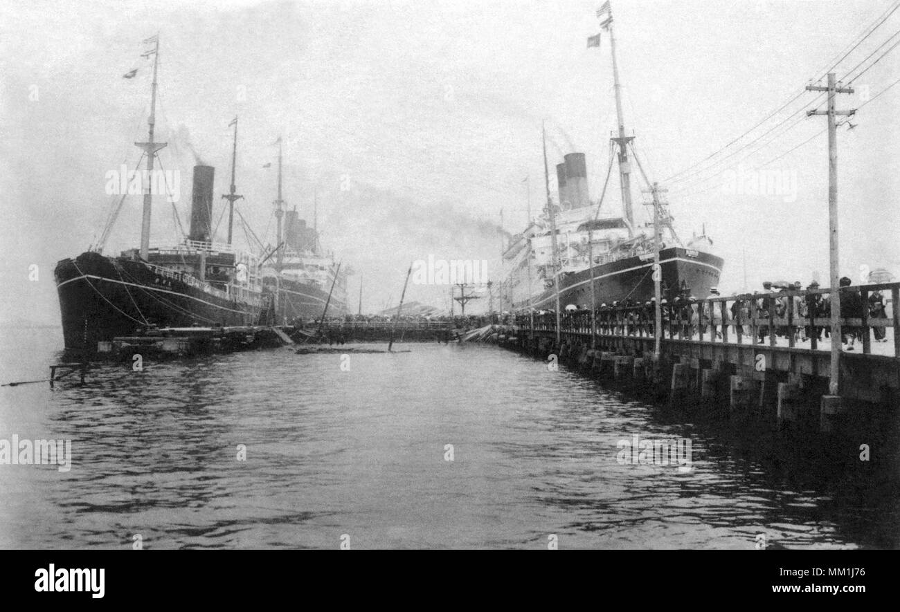 Vue sur le Port de Yokohama. Yokohama. 1930 Banque D'Images