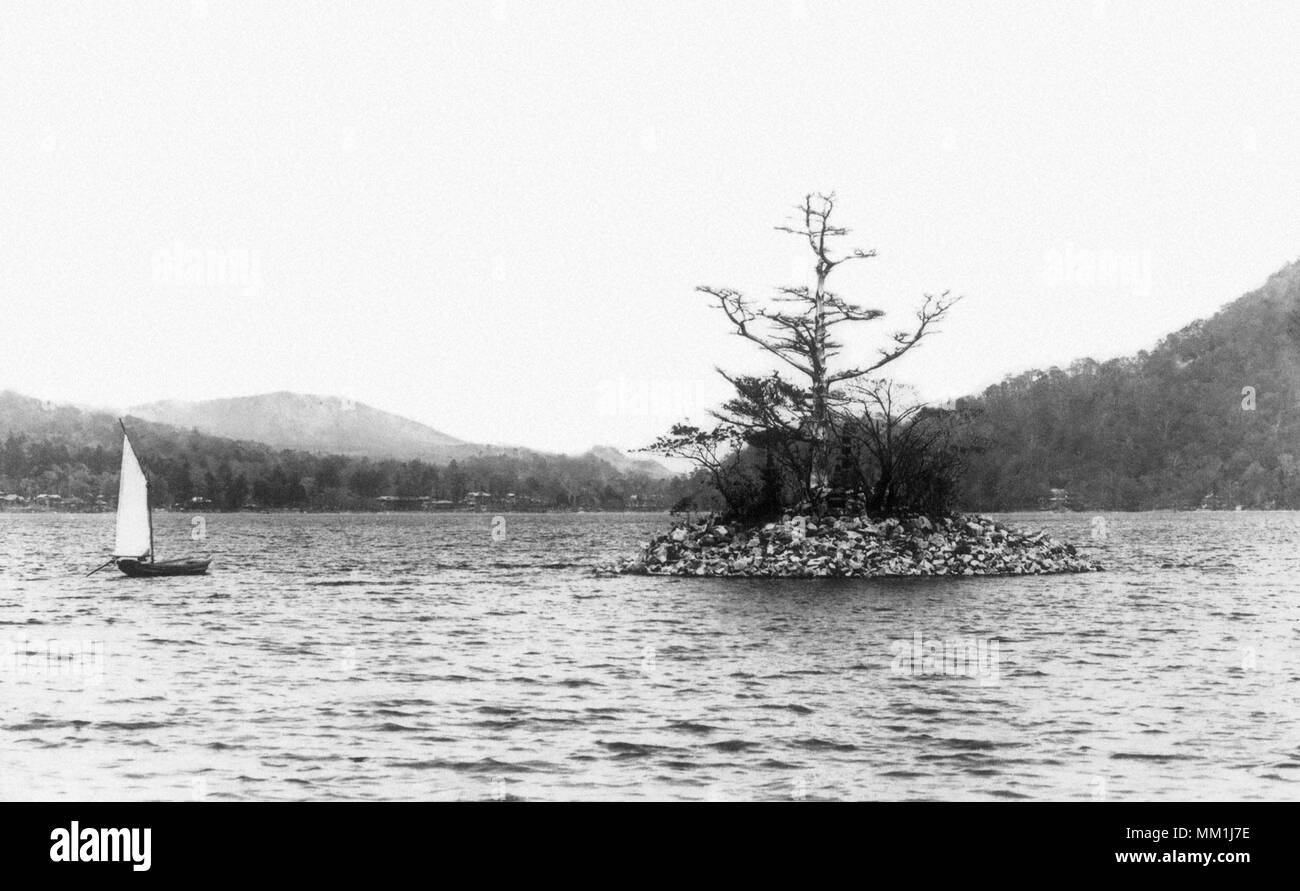 Le lac Chuzenji et l'île de Kotsuke. Nikko. 1910 Banque D'Images