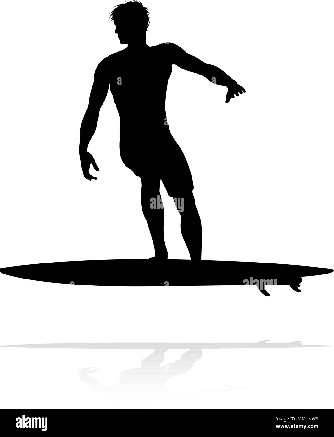 Silhouette surfeur Illustration de Vecteur