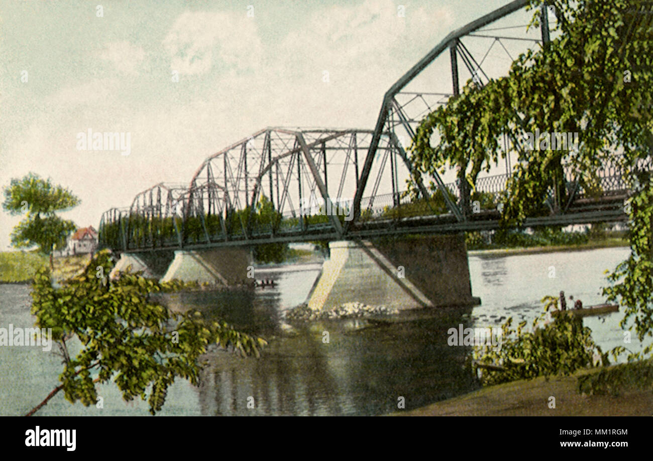 Pont sur la rivière Wisconsin. Portage. 1910 Banque D'Images