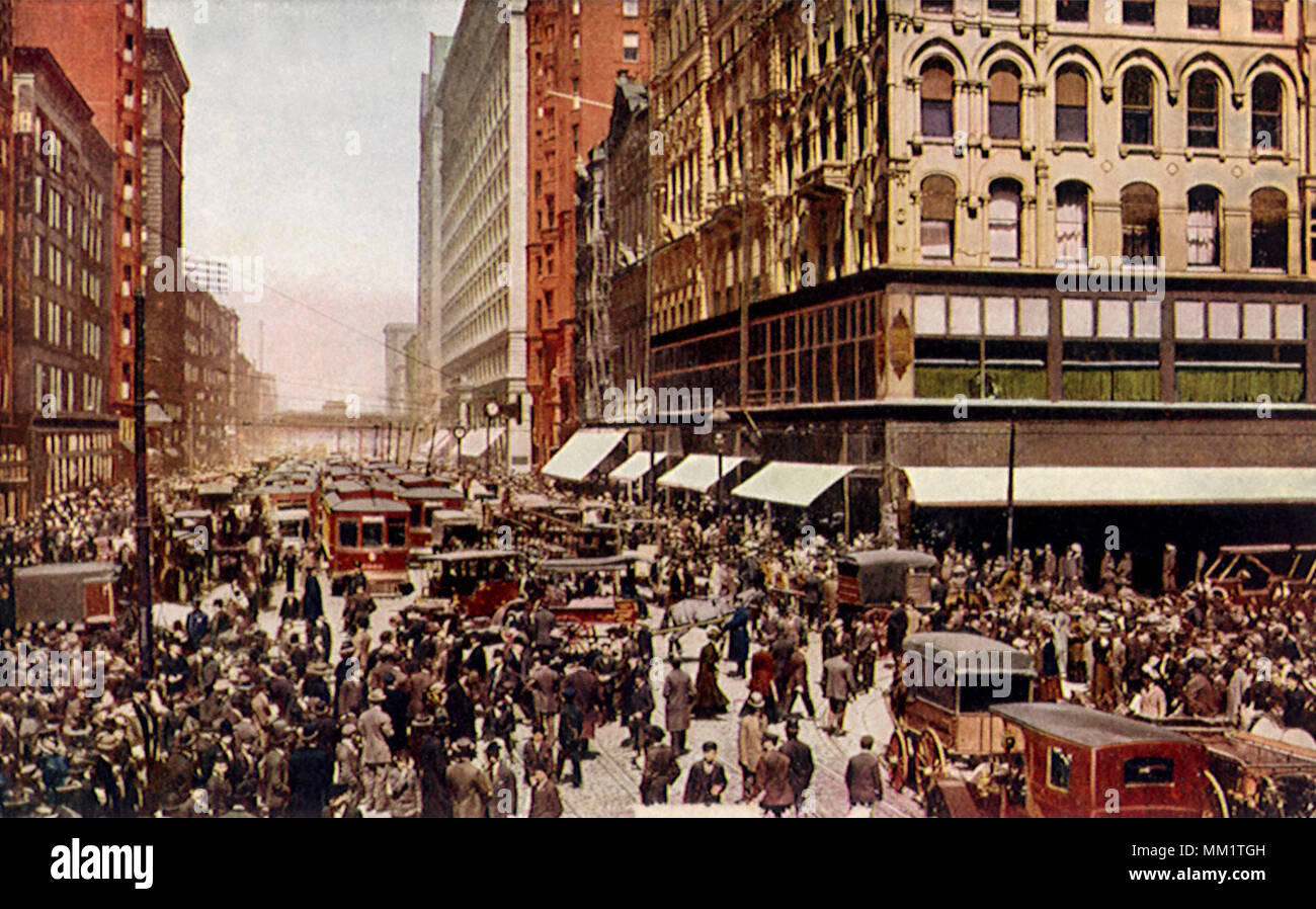 State Street à l'heure du midi. Chicago. 1910 Banque D'Images