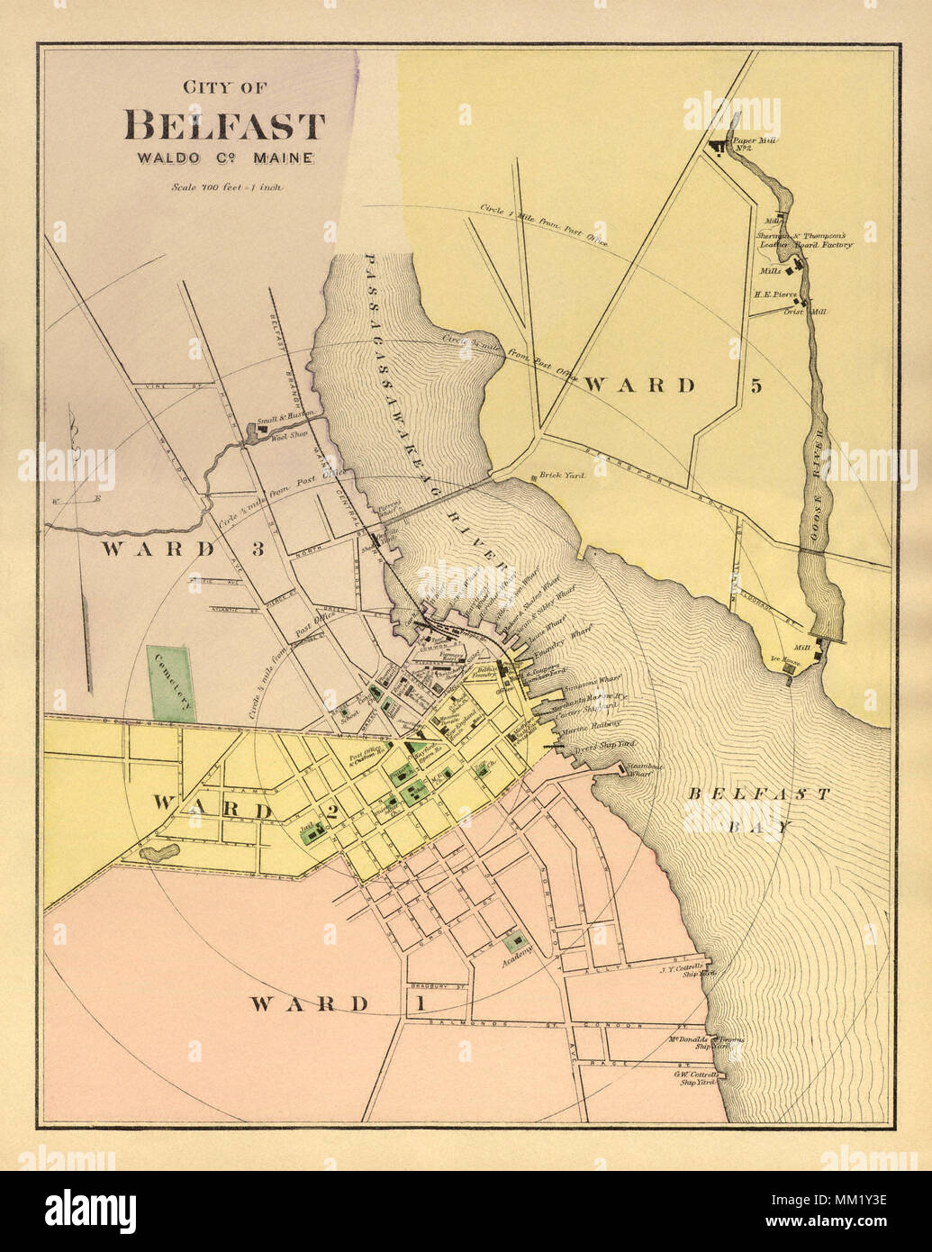 Carte de Belfast. 1890 Banque D'Images