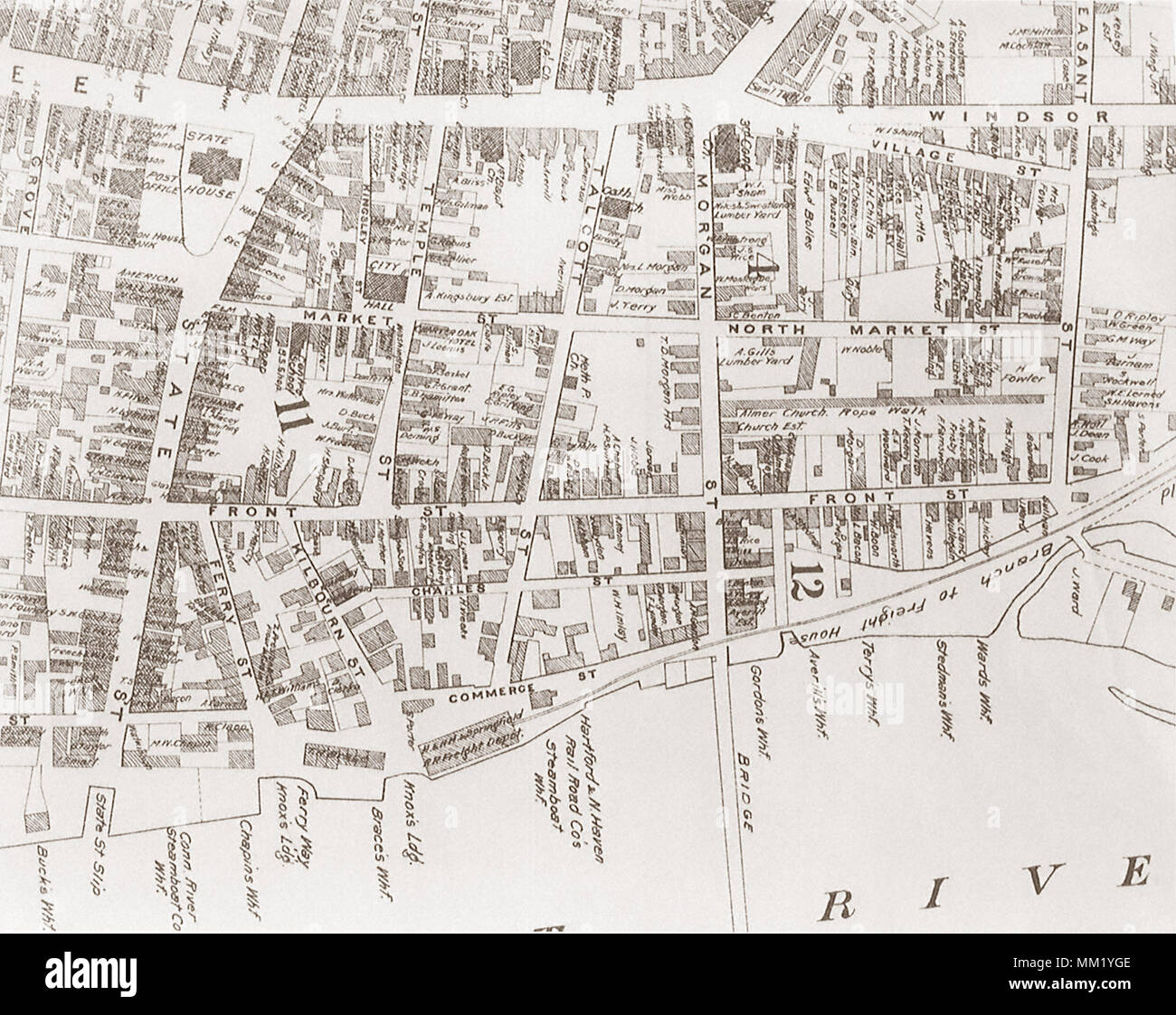 Plan de Hartford. Hartford. 1850 Banque D'Images