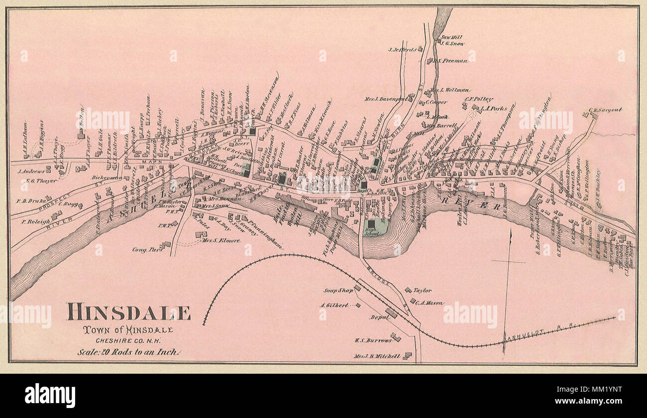 Plan de Hinsdale. 1877 Banque D'Images