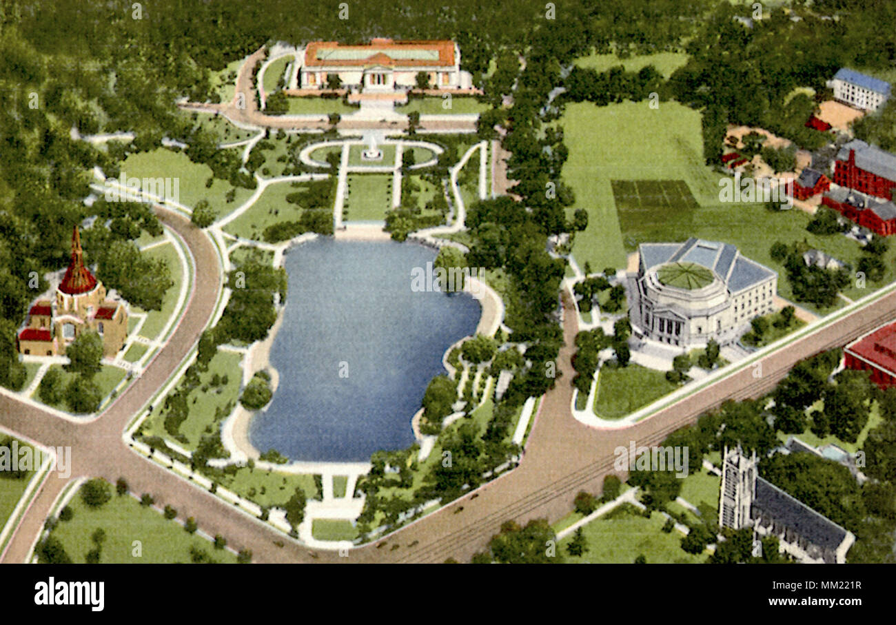 Vue aérienne des beaux-arts des jardins. Cleveland. 1930 Banque D'Images