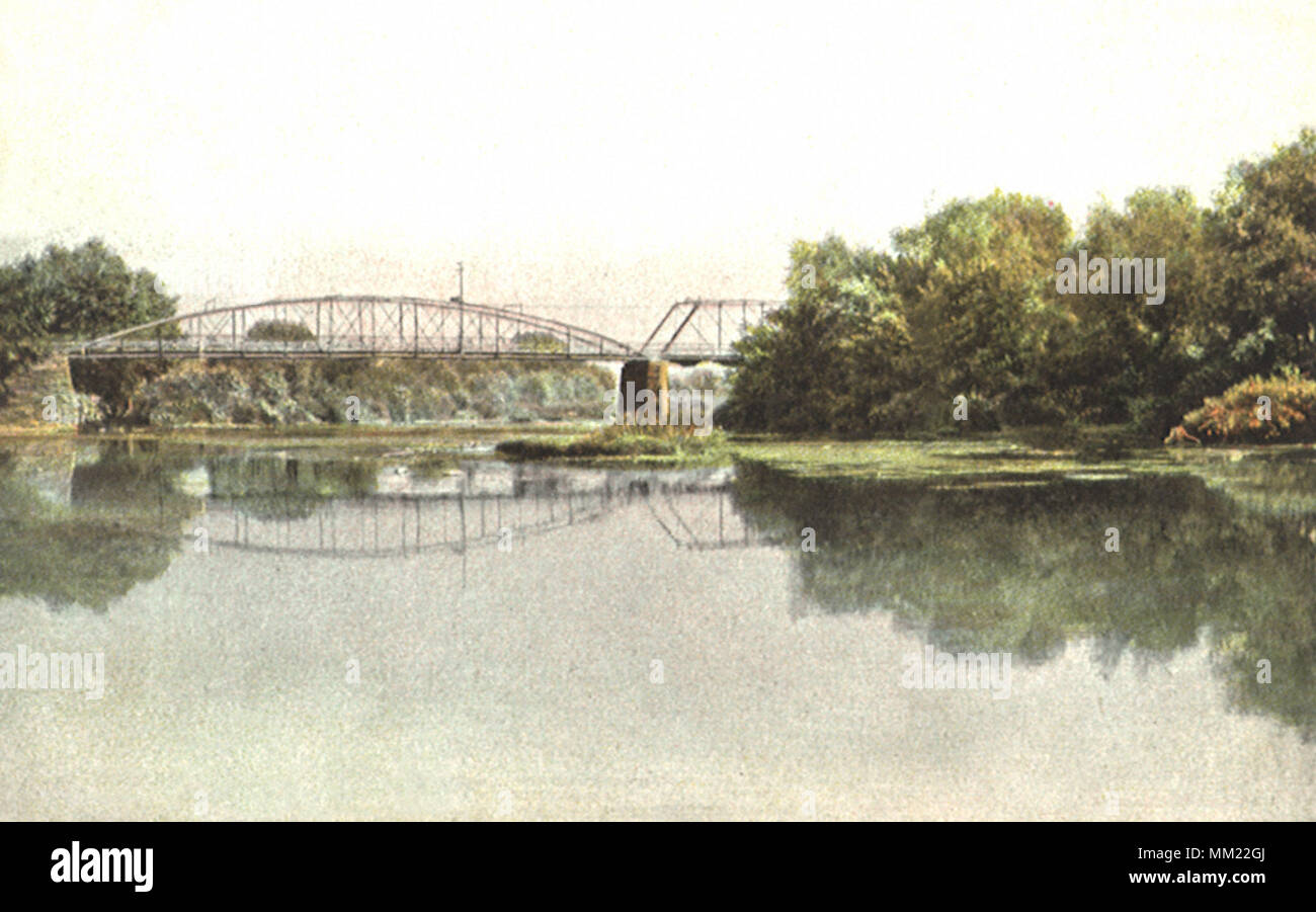 Rivière Mahoning et pont. Warren. 1910 Banque D'Images