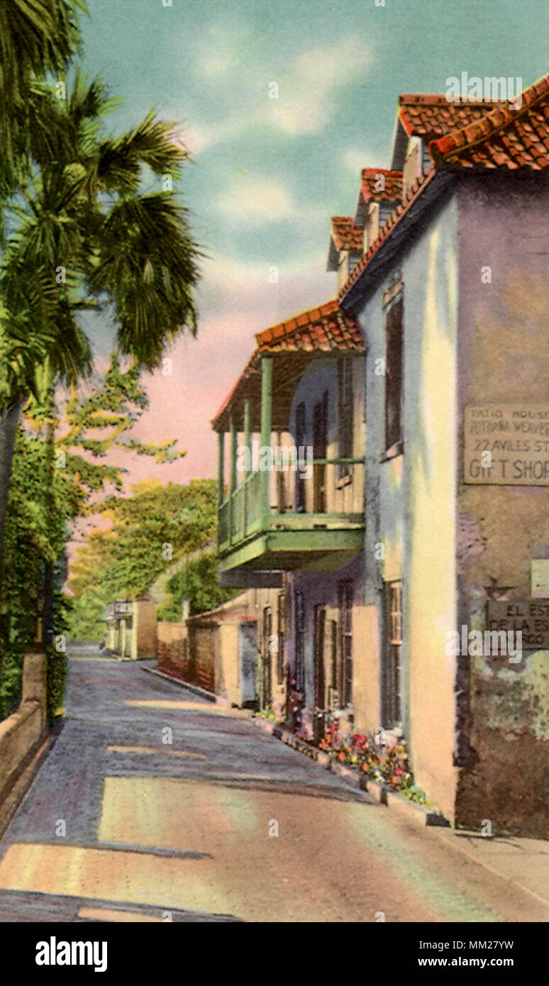 À l'ancien quartier espagnol Aviles Street. Saint Augustin. 1946 Banque D'Images
