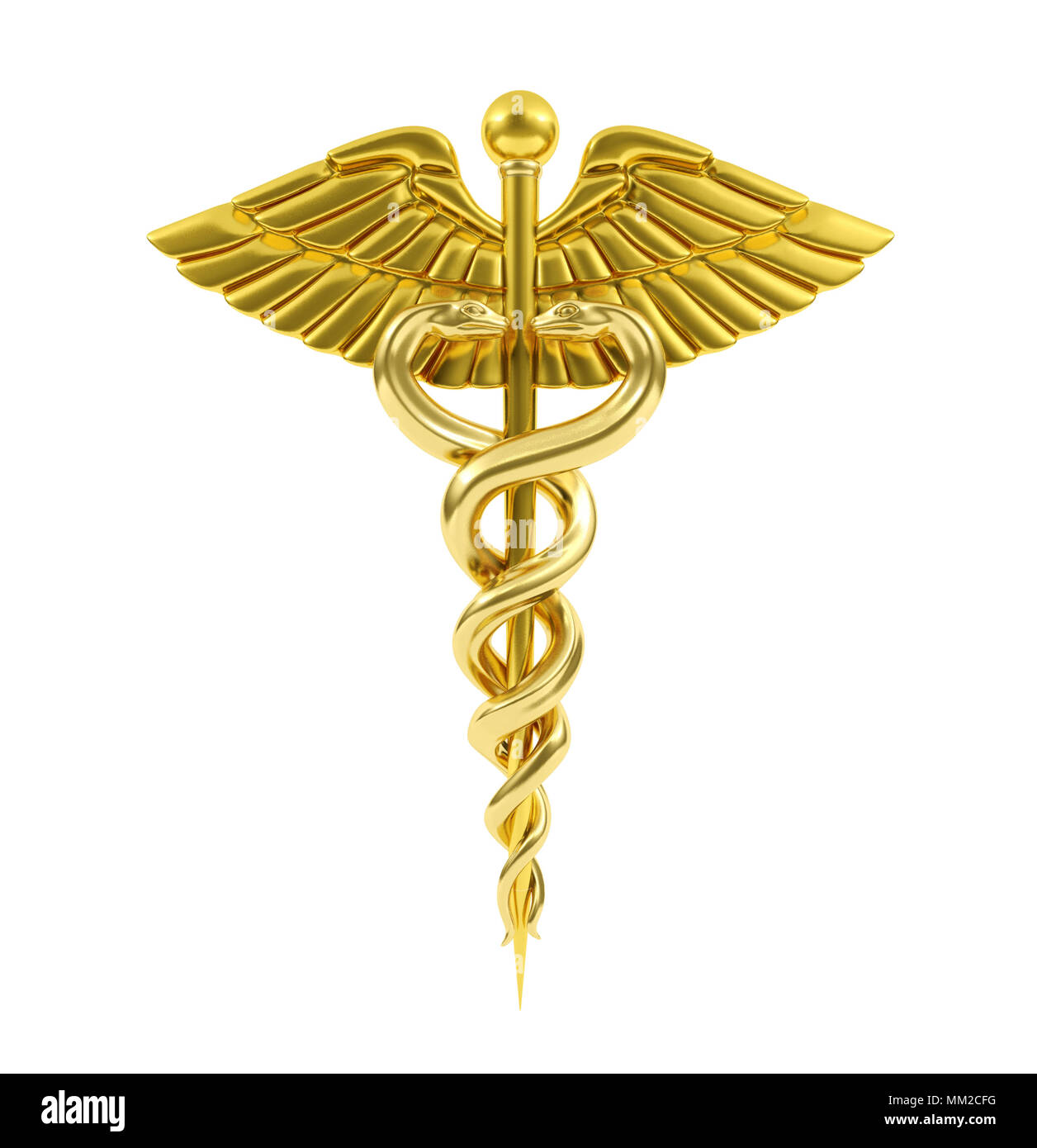 Caducée d'or symbole médical, 3D Rendering Photo Stock - Alamy