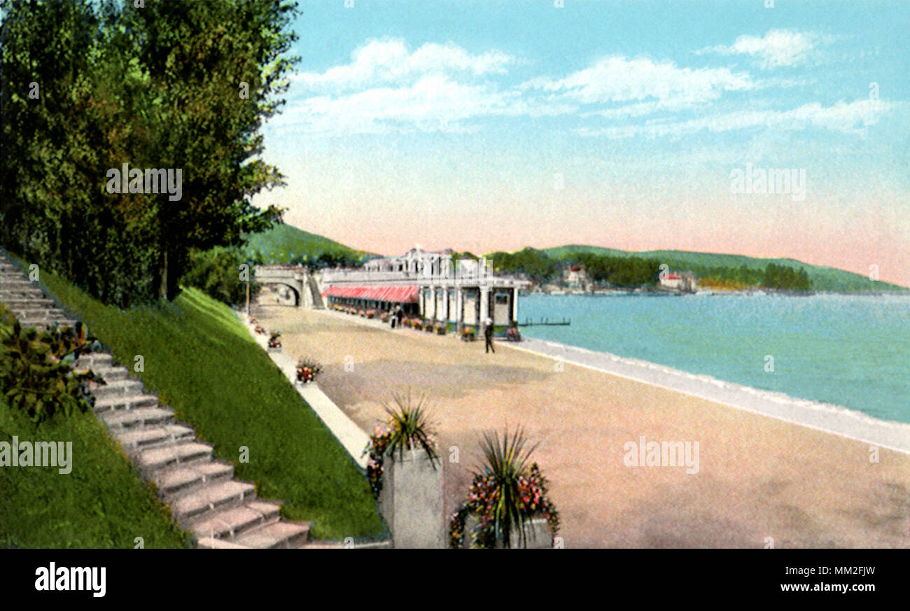 Hôtel Henry et pergola. Le lac George. 1920 Banque D'Images