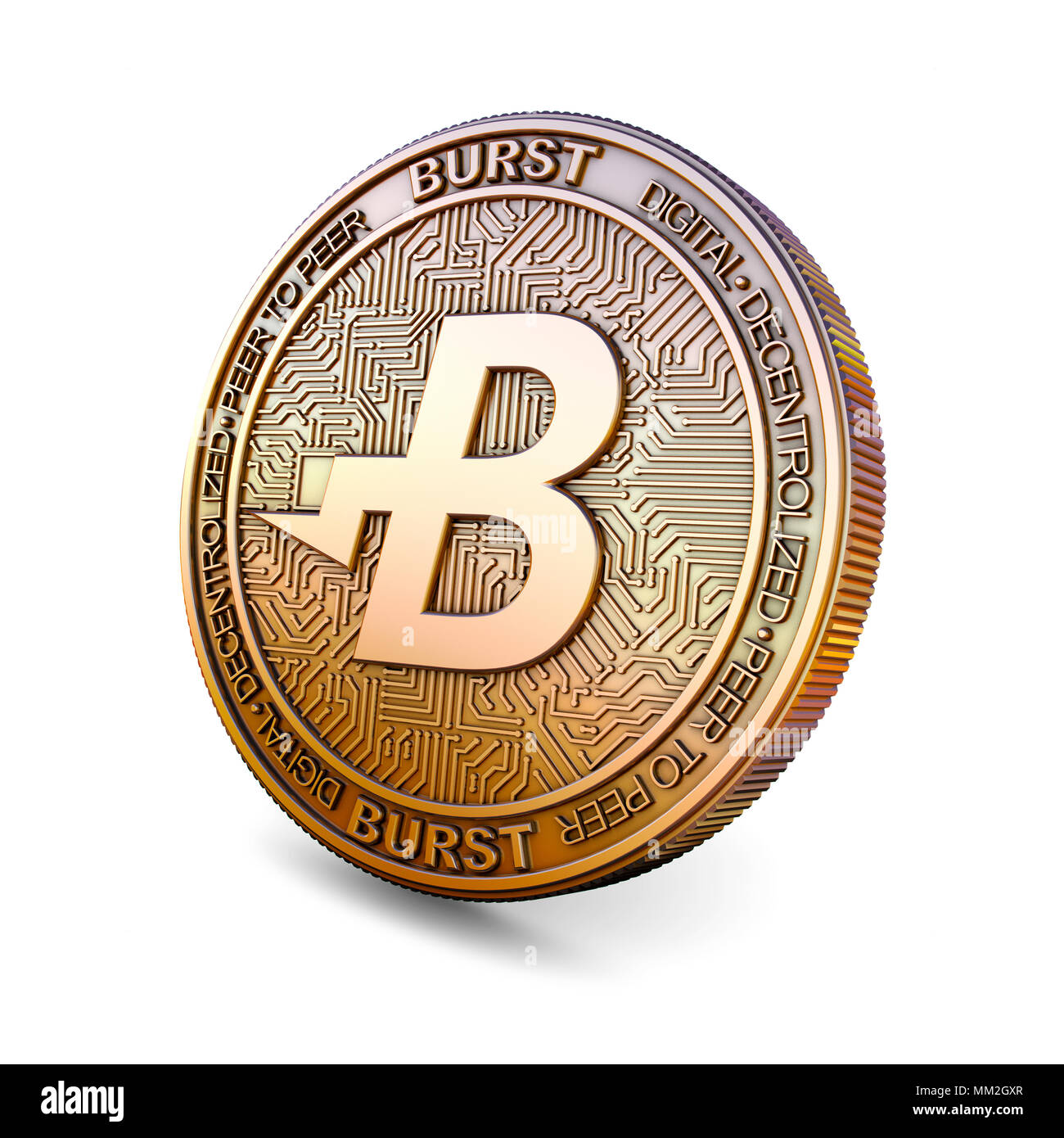 Burstcoin - Cryptocurrency Médaille. Le rendu 3D Banque D'Images
