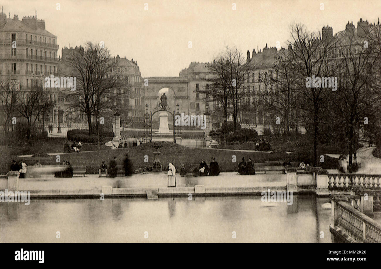 Promenade à la place Darcy. Dijon. 1910 Banque D'Images