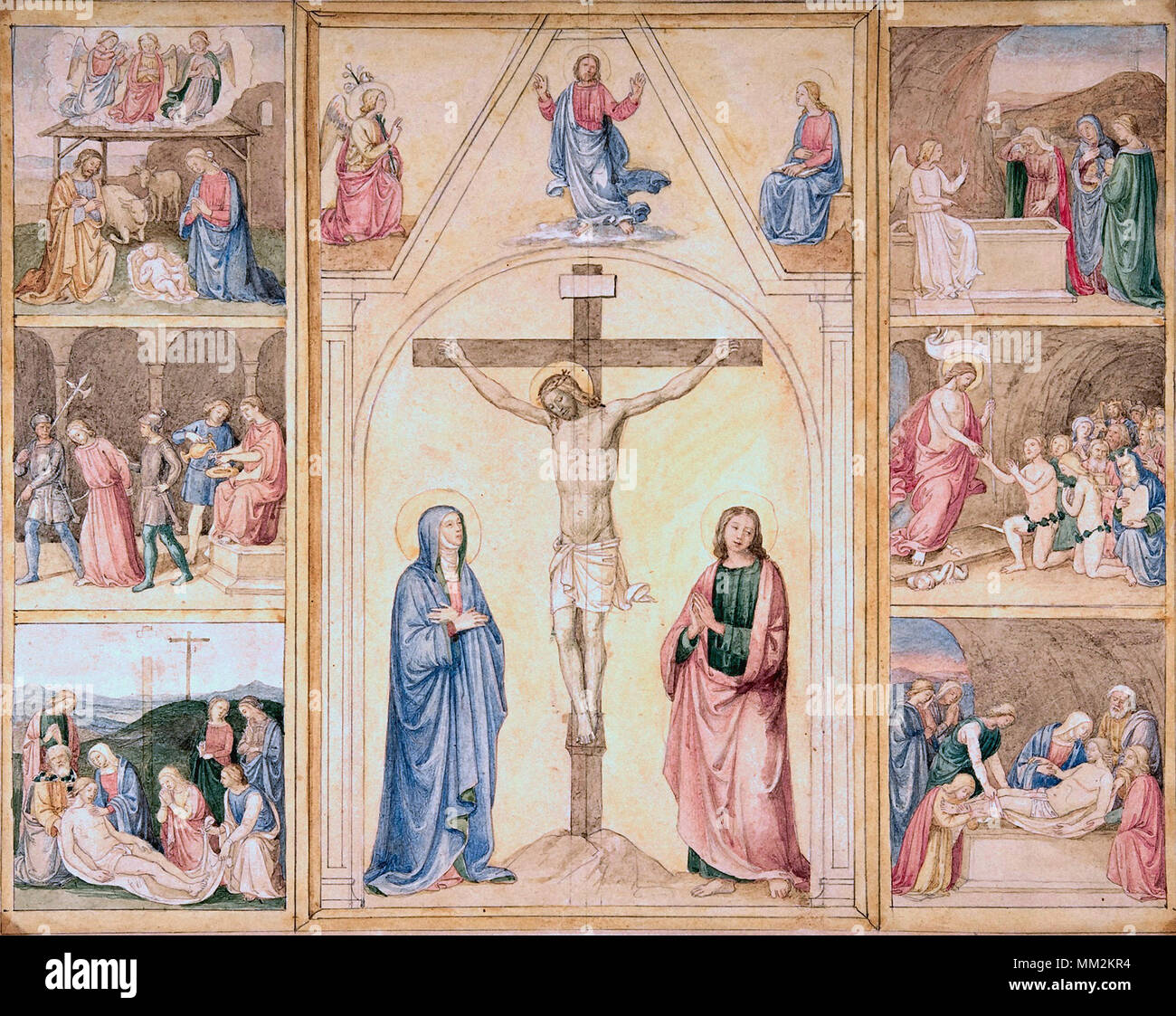 Steinle Eduard Jakob von - Christ en croix avec six scènes de la vie du Christ Banque D'Images