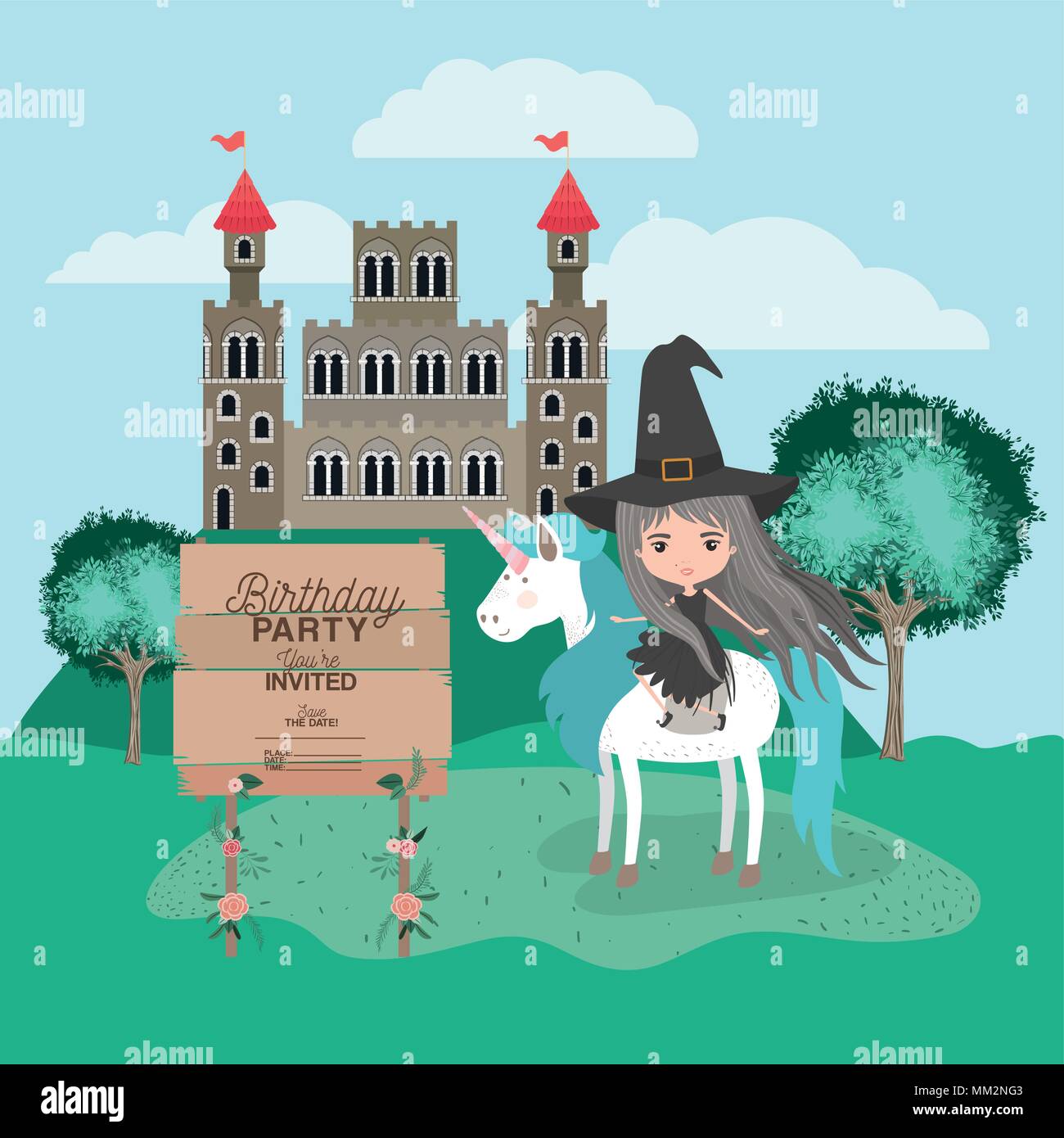 Carte D Anniversaire Invite Avec Unicorn Et Sorciere Image Vectorielle Stock Alamy Carte D Anniversaire Invite Avec Unicorn Et Sorciere Image Vectorielle Stock Alamy