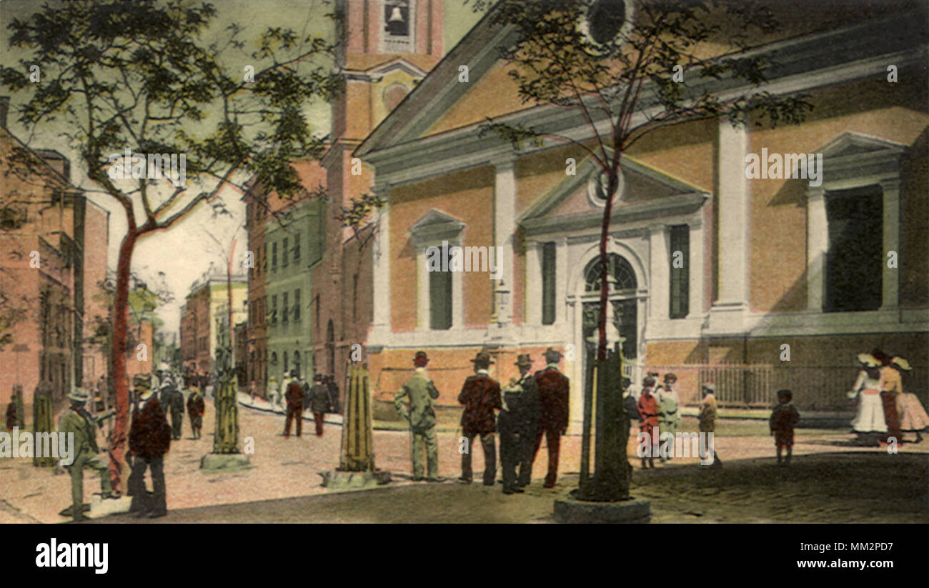 La rue de l'église. Gibraltar. 1910 Banque D'Images