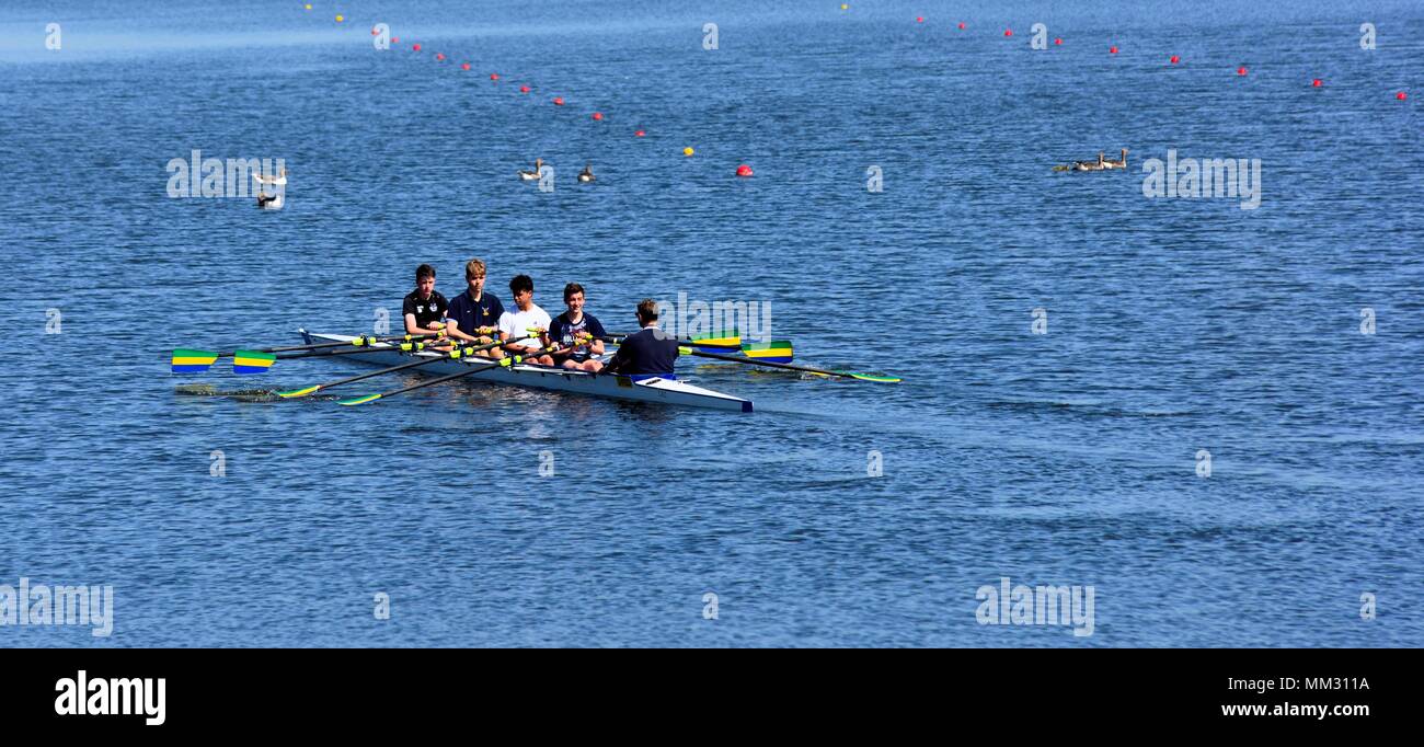 La pratique de l'aviron au National Water sports centre holme pierrepont Nottingham England UK Banque D'Images