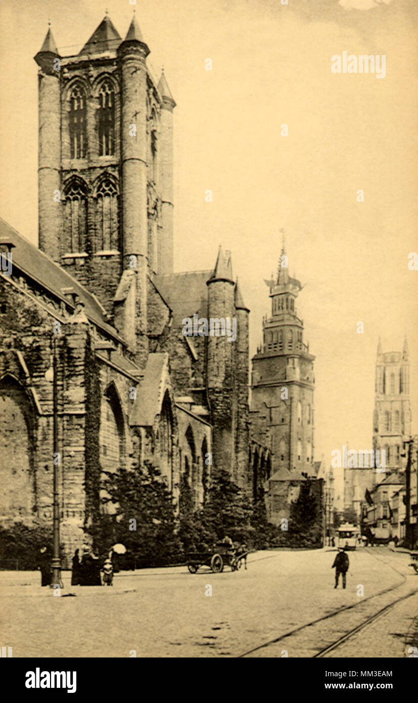 Les trois tours. Gand. 1910 Banque D'Images