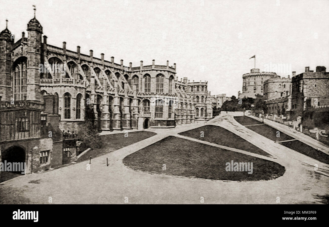 La chapelle St. George & Castle. Windsor. 1930 Banque D'Images