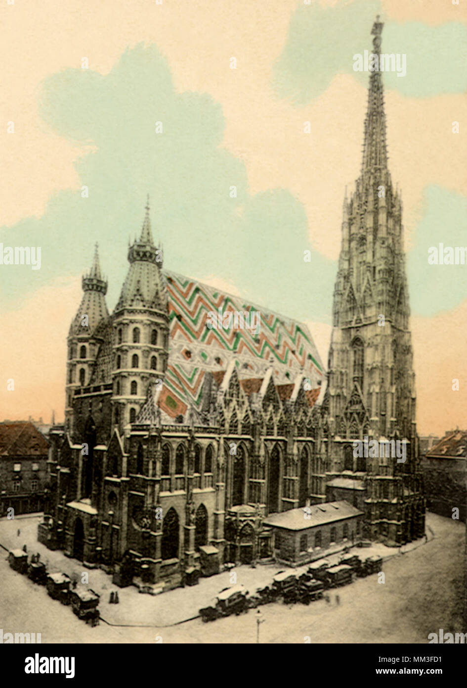 L'église cathédrale et Saint Stephen. Wien. 1910 Banque D'Images