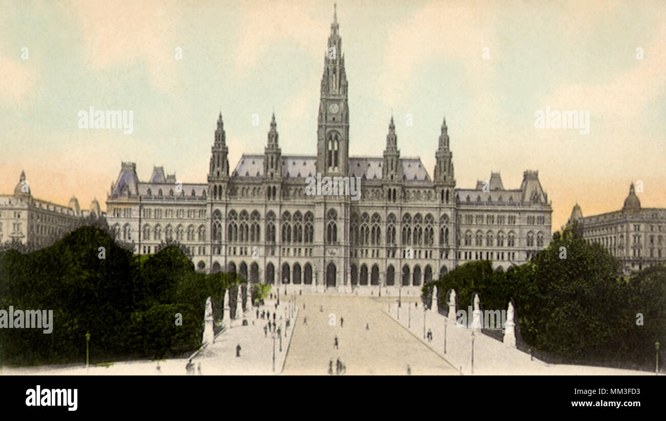 City Hall & statues historiques. Wien. 1910 Banque D'Images