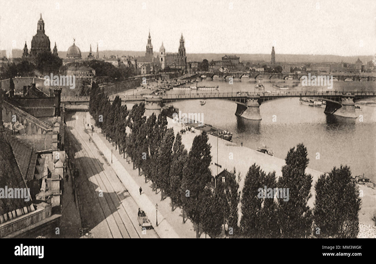 Terrasse à l'ancienne partie de la ville. Dresde. 1920 Banque D'Images