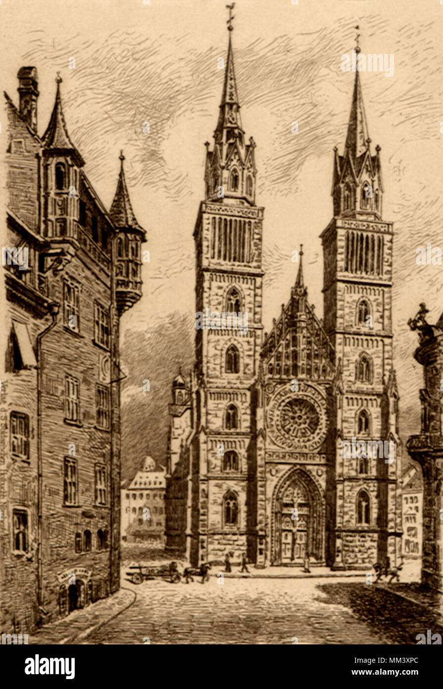 Église de Lorenz. Nürnberg. 1930 Banque D'Images