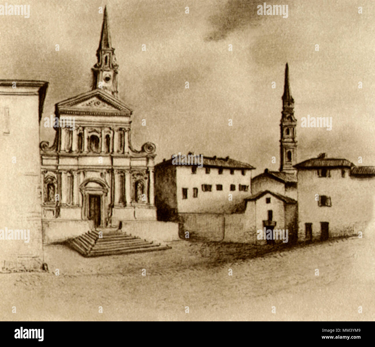 Molino delle Ripe Plaza. Carignano. 1840 Banque D'Images
