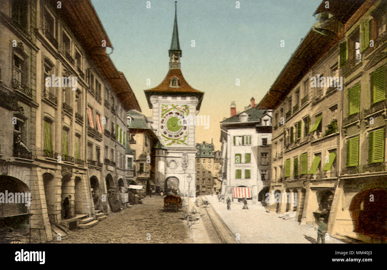 Lane et clocher. Berne. 1910 Banque D'Images