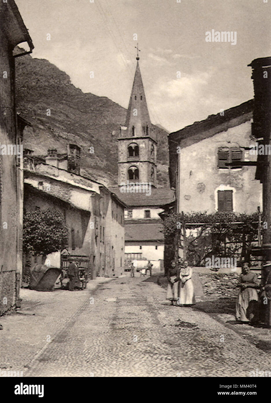 La rue de l'église. Martigny. 1930 Banque D'Images