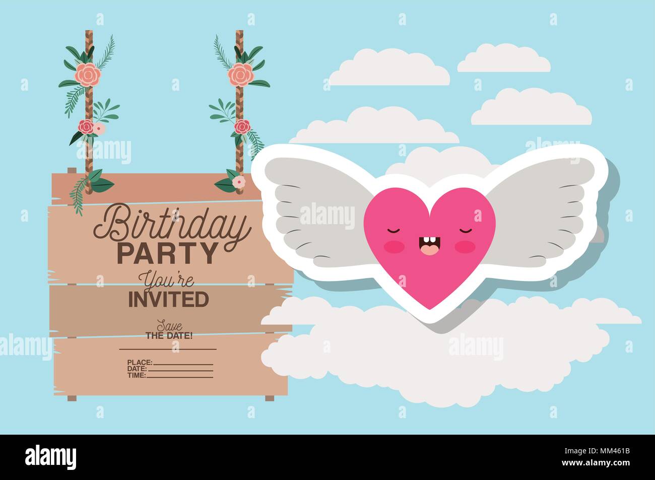 Carte Invitation Anniversaire Avec L Etiquette Et Le Coeur Battant En Bois Image Vectorielle Stock Alamy Carte Invitation Anniversaire Avec L Etiquette Et Le Coeur Battant En Bois Image Vectorielle Stock Alamy