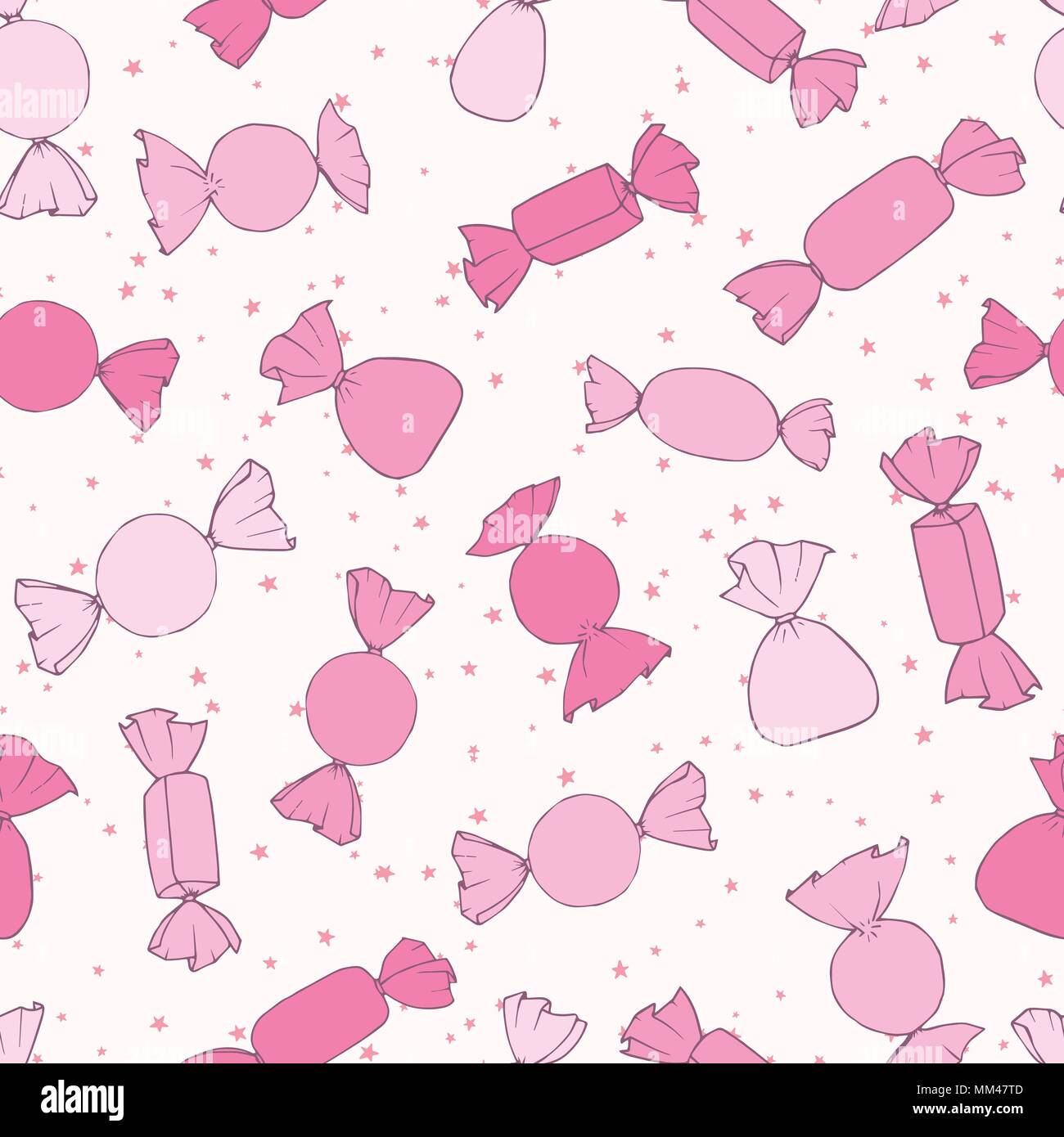 Hand drawn vector rose transparente bonbons motif sur le fond étoilé. Maison de vacances mignon décoration dans des tons pastel. Illustration de Vecteur