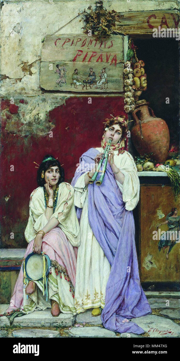 Svedomsky Pavel Alexandrovitch - deux femmes romain avec Tambourin et flûte Banque D'Images