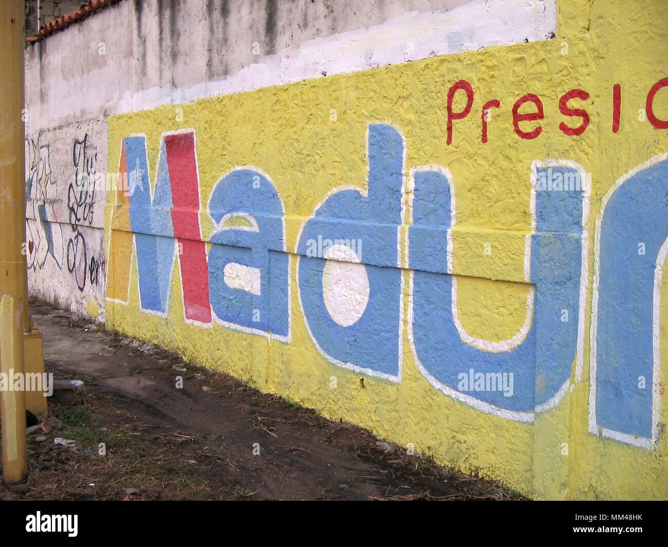 Graffiti de rue présidentielles à Ciudad Guayana, Venezuela. Banque D'Images